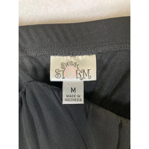 Cocktail Sweet Storm Women M Black Beaded Empire Waist Chiffon Dress 26579 - Picture 3 of 9